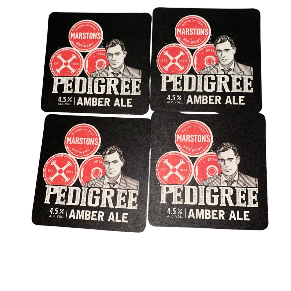 Marston’s Pedigree Amber Ale Beer Mats Coasters Set of 4 Pub Bar Collectible